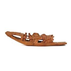 Old Chinese Bamboo Boat w Figurine #894283