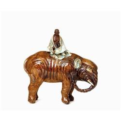 19C Chinese Export Mudman Sancai Buddha Elephan #894285