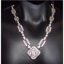 Estate Filigree Diamond Necklace white gold 18k #894322