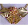 Image 1 : Deco Butterfly Brooch  Necklace 14kt Gold  Ruby #894484