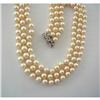 Image 1 : C.1950~FINE CULTURED PEARL 3-STRAND/DIAMOND #907118