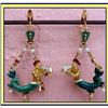 Image 1 : RENAISSANCE EARRINGS  GOLD ENAMEL GEM MERMAN #907807