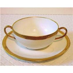 Limoges Soup Handled Bowl & Saucer #917181