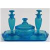 Image 1 : Paden City Peacock Blue Glass Vanity Set  #917620