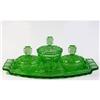 Image 1 : Green Depression Glass Art Deco Vanity Set #917667