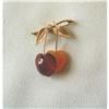 Image 1 : VINTAGE 30's CHERRY AMBER "CHERRIES & LEAF" PIN #917941