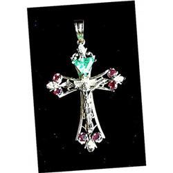 EMERALD. DIAMOND. RUBY. 14K  HOLLY CROSS #924327