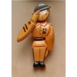 Bakelite Vintage Saluting Soldier Brooch #924344