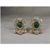 Image 1 : Estate 18K Platinum Emerald Diamond Earrings #924377