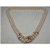 Image 1 : 18K Diamond Ruby Double Strand Pearl Necklace #924387