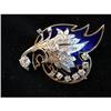 Image 1 : Dramatic Diamond and Blue Enamel Stylized Leaf #924465