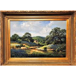 SOUTHWEST GALLERY: "Beauty Along The Banks" - Original Oil Painting by Texas Landscape