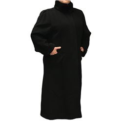 ALAN MICHAEL LEATHERWORKS: Long Women's Black Coat with Beaver Sheared Trim
