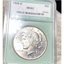 1926-D Silver Peace Dollar NTC - MS62