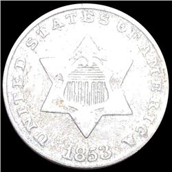 1853 Three Cent Silver ABOUT UNCIRCULATED