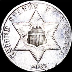 1859 Three Cent Silver ABOUT UNCIRCULATED
