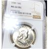 Image 1 : 1949 Franklin Half Dollar NGC - MS 64 FBL