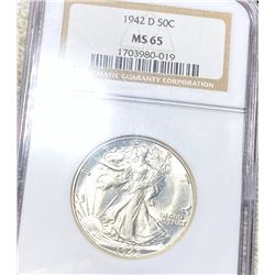 1942-D Walking Half Dollar NGC - MS65