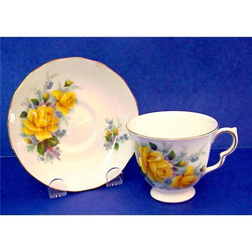 Queen Anne Cup Saucer Yellow Roses 907983