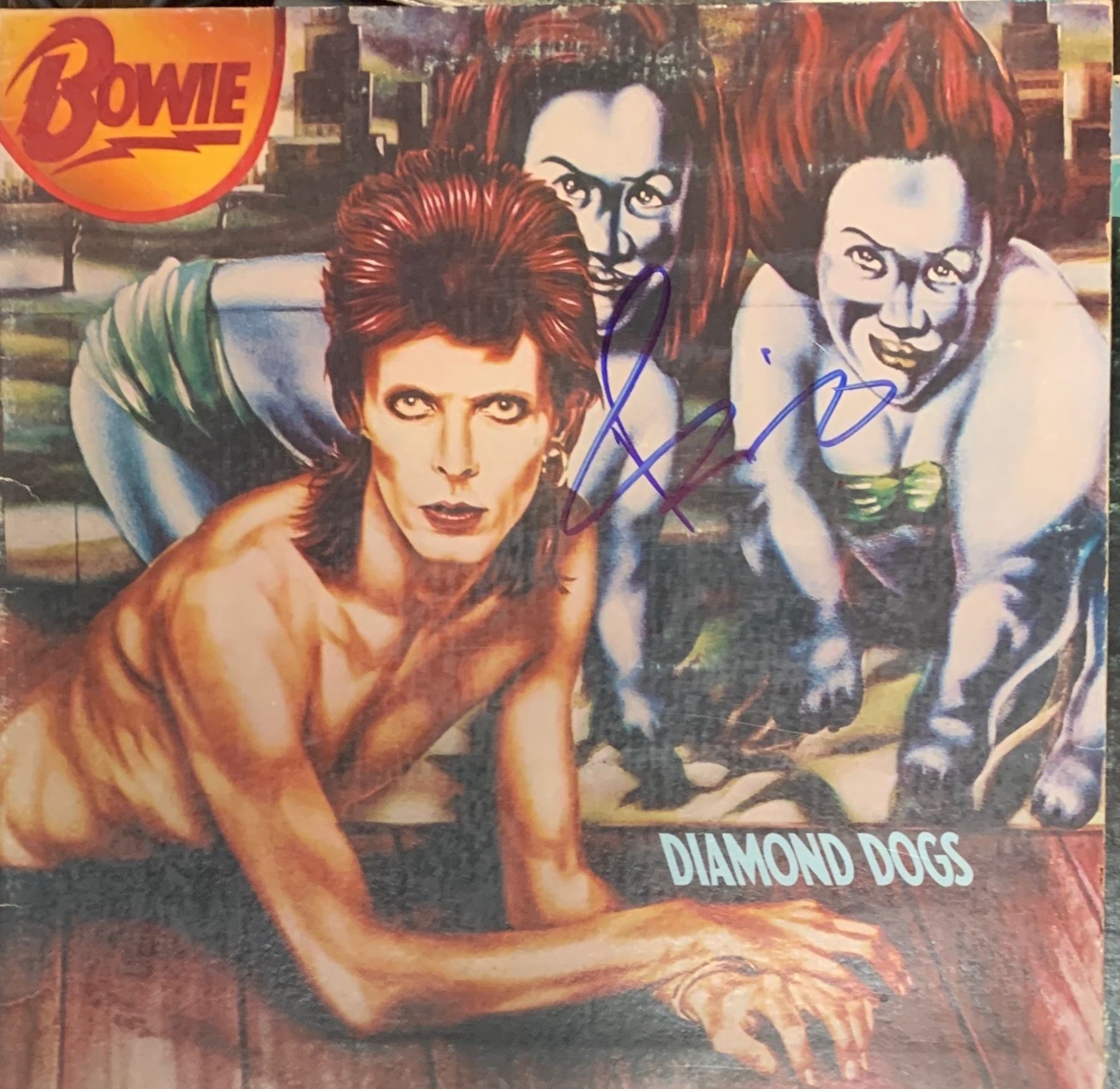 Signed David Bowie Diamond Dogs Album Cover signed-david-bowie-diamond-dogs-album-cover