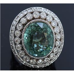 GIA 12.44ct Paraiba Tourmaline 18K White Gold Ring