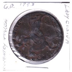1793 Great Britain Lady Godiva Coventry Token. Comes with information sheets about Lady Godiva.