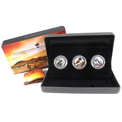 2015 Australia 3-coin Australian Outback Coloured 1/2oz Fine Silver Coloured Coin Set (Kangaroo & Ko