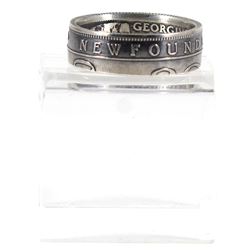 Newfoundland Silver 25-cent Coin Custom Jewellery Ring Size 8 - Made from a real Newfoundland 25-cen