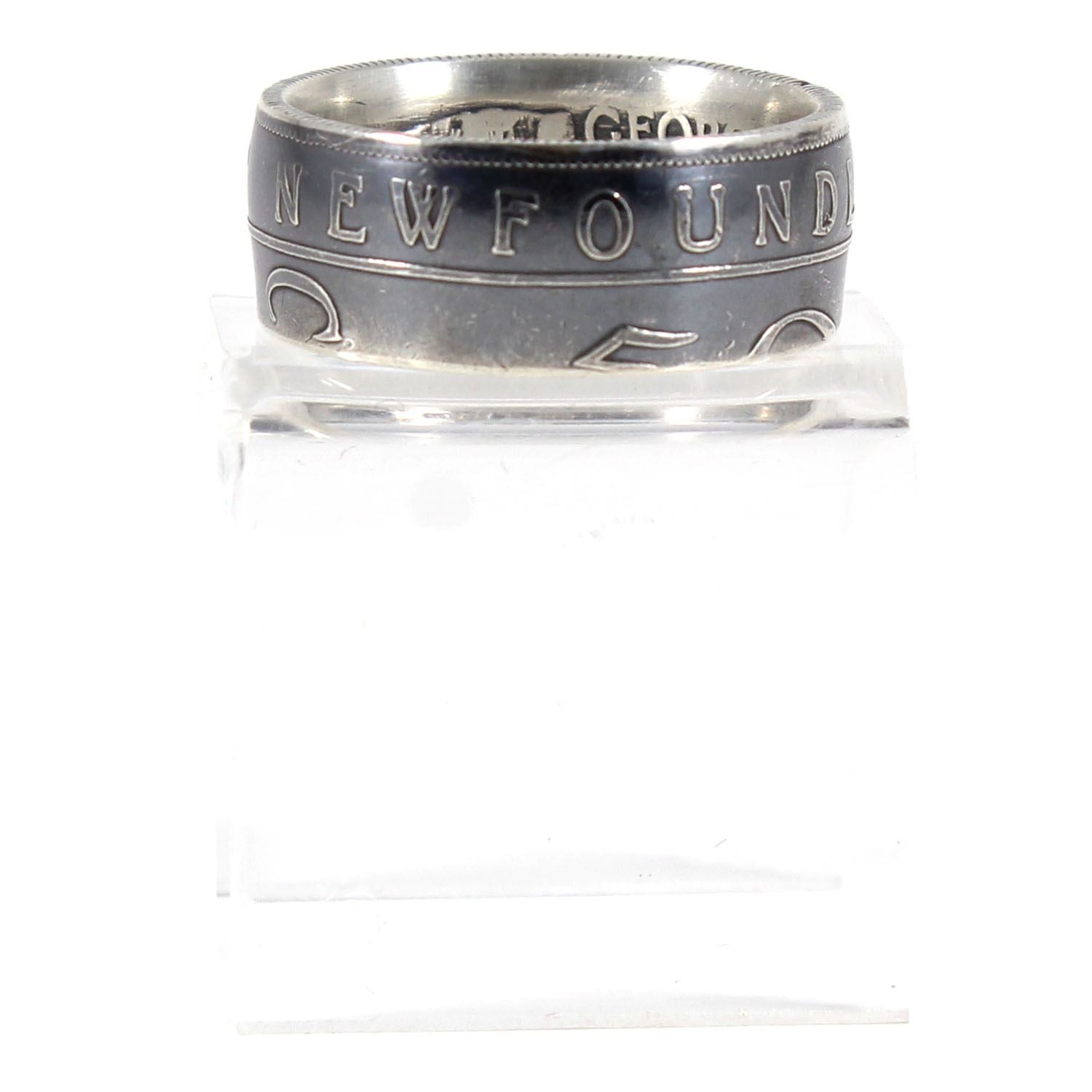 Newfoundland Silver 50 Cent Coin Custom Jewellery Ring Size 9 5 Made From A Real Newfoundland 50 C