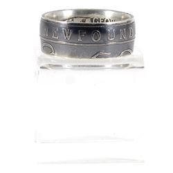 Newfoundland Silver 50-cent Coin Custom Jewellery Ring Size 9.5 - Made from a real Newfoundland 50-c