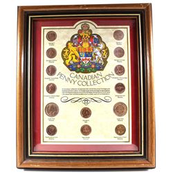 *Canadian Penny Collection 14-coin Set in Wooden Frame. You will receive the obverse and reverse of 