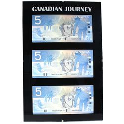 *2003 Journey Series $5 4-Digit RADAR Serial Number Banknote Set in Hard Plastic Holder Featuring th