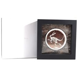 2018 Mongolia 200 Togrog Prehistoric Beasts - Velociraptor mongoliensis Coloured 3oz .999 Fine Silve