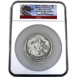 2012P Australia 5oz Silver $8 Year of the Dragon NGC PF 70 Ultra Cameo First Releases (TAX Exempt).