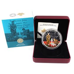 2015 Canada $50 5oz In Flanders Fields Centennial Fine Silver Coloured Coin (capsule lightly scratch