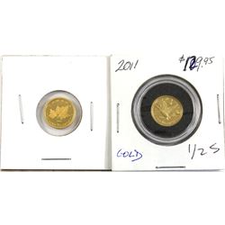 2009 Canada Red Maple & 2011 Canada Geese 1/25oz Fine Gold Coins. 2pcs (TAX Exempt)
