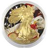 Image 1 : 2017 USA 1oz Coloured & Gilded Eagle and Flag .999 Fine Silver Eagle (TAX Exempt).