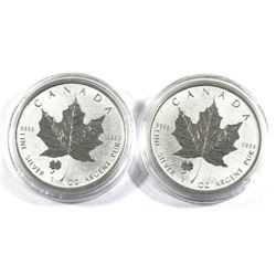 2016 Canada 1oz Four Leaf Clover Privy Mark .9999 Fine Silver Maple Leafs. 2pcs (TAX Exempt)