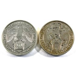 2019 Great Britain 2oz Queen's Beasts - Falcon of the Plantagenets & Yale of Beaufort .9999 Fine Sil