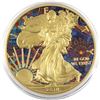 Image 1 : 2018 USA 1oz Coloured & Gilded .999 Fine Silver Eagle (TAX Exempt).