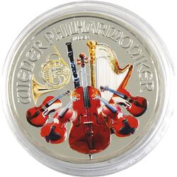 2014 Austria 1oz Coloured Philarmonic .999 Fine Silver Coin (TAX Exempt).