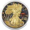 Image 1 : 2017 USA 1oz Coloured & Gilded .999 Fine Silver Eagle (TAX Exempt).