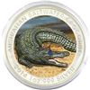 Image 1 : 2014 Australia 1oz Coloured with Jewel Eye .999 Fine Silver Saltwater Crocodile (TAX Exempt).