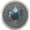 Image 1 : 2015 Canada 1oz Antiqued & Coloured Polar Bear .9999 Fine Silver Maple Leaf (TAX Exempt).