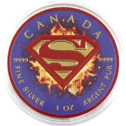 2016 Canada 1oz Coloured & Gilded Superman Shield .9999 Fine Silver Coin (TAX Exempt).