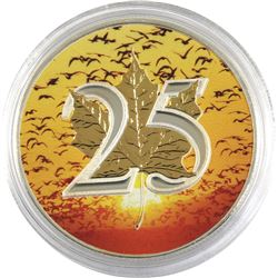 2013 Canada 1oz Coloured & Gilded 25th Anniversary of the SML .9999 Fine Silver Coin (scratched on t