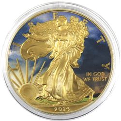 2014 USA 1oz Coloured & Gilded .999 Fine Silver Eagle (TAX Exempt).