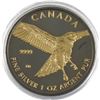 Image 1 : 2015 Canada 1oz Ruthenium & Gold Plated Red-Tailed Hawk .9999 Fine Silver Coin (small toning mark). 