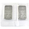 Image 1 : 1oz Johnson Matthey .999 Fine Silver Bars in Sealed Mint Plastic in Sequence (one bar is toned). 2pc