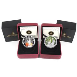 2013 Canada $20 Maple Canopy Spring & Autumn Fine Silver Coins (TAX Exempt). 2pcs.